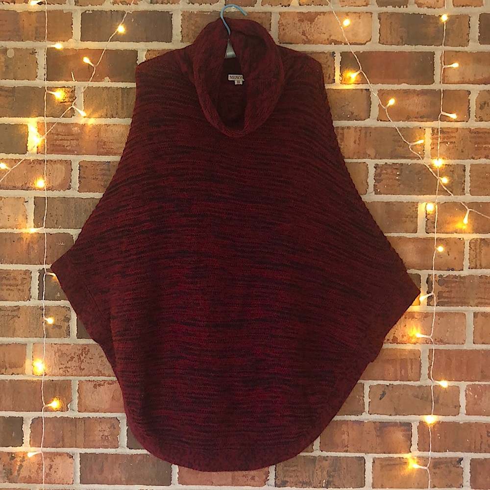 Merona Poncho Tunic Red & Black size XS